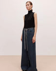 "Retro Blues" fashionable high waist pleated design washed casual wide leg jeans for women - variant_title