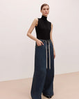 "Retro Blues" fashionable high waist pleated design washed casual wide leg jeans for women - variant_title
