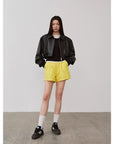 Retro Classic Stand Up Sheep Leather Short Jacket "Witch Game"