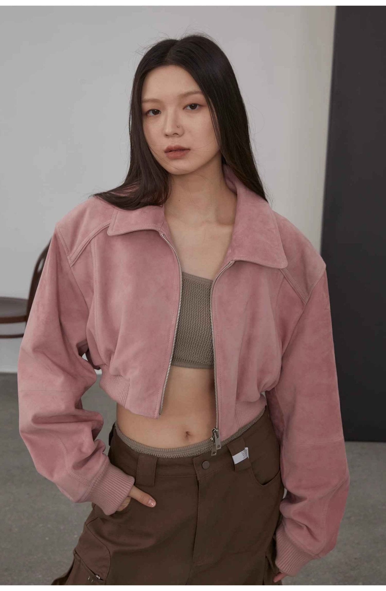 Retro Classic Stand Up Sheep Leather Short Jacket "Witch Game" - variant_title