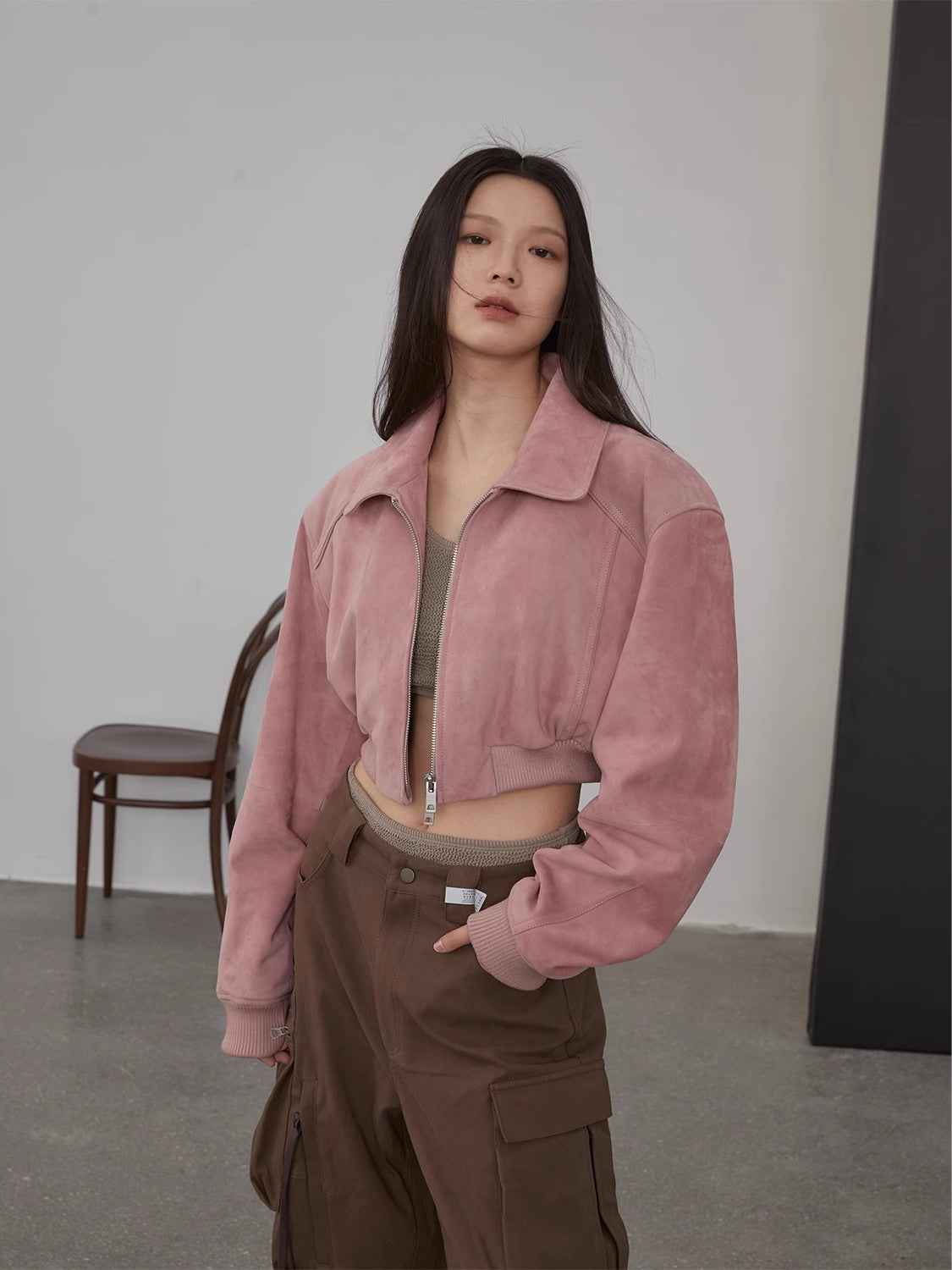 Retro Classic Stand Up Sheep Leather Short Jacket "Witch Game" - variant_title