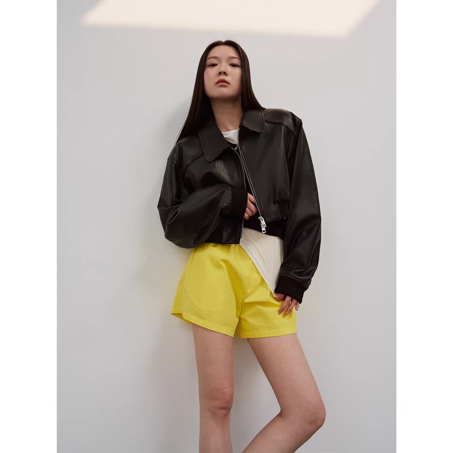 Retro Classic Stand Up Sheep Leather Short Jacket "Witch Game"