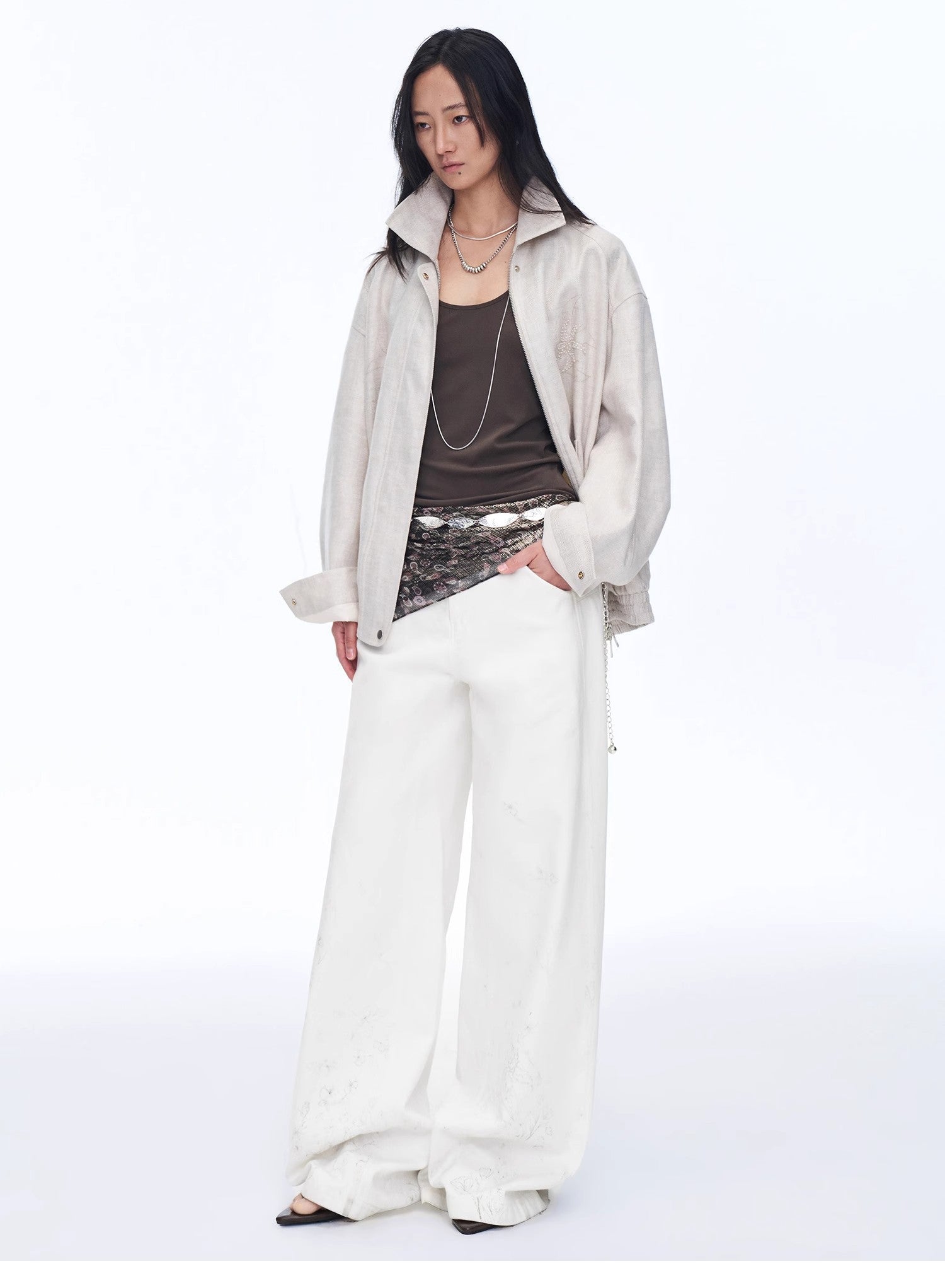 Retro ethnic style beaded embroidery linen loose straight version jacket spring"Comfort Zone" - variant_title