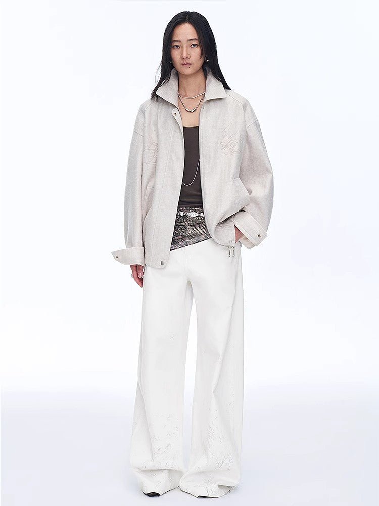 Retro ethnic style beaded embroidery linen loose straight version jacket spring"Comfort Zone" - variant_title