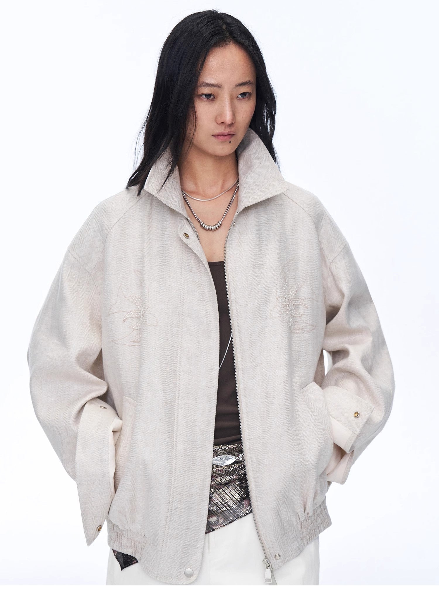 Retro ethnic style beaded embroidery linen loose straight version jacket spring"Comfort Zone" - variant_title
