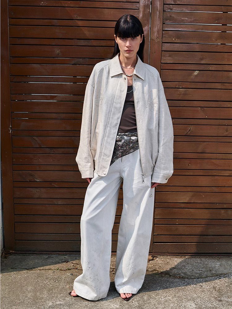 Retro ethnic style beaded embroidery linen loose straight version jacket spring"Comfort Zone" - variant_title