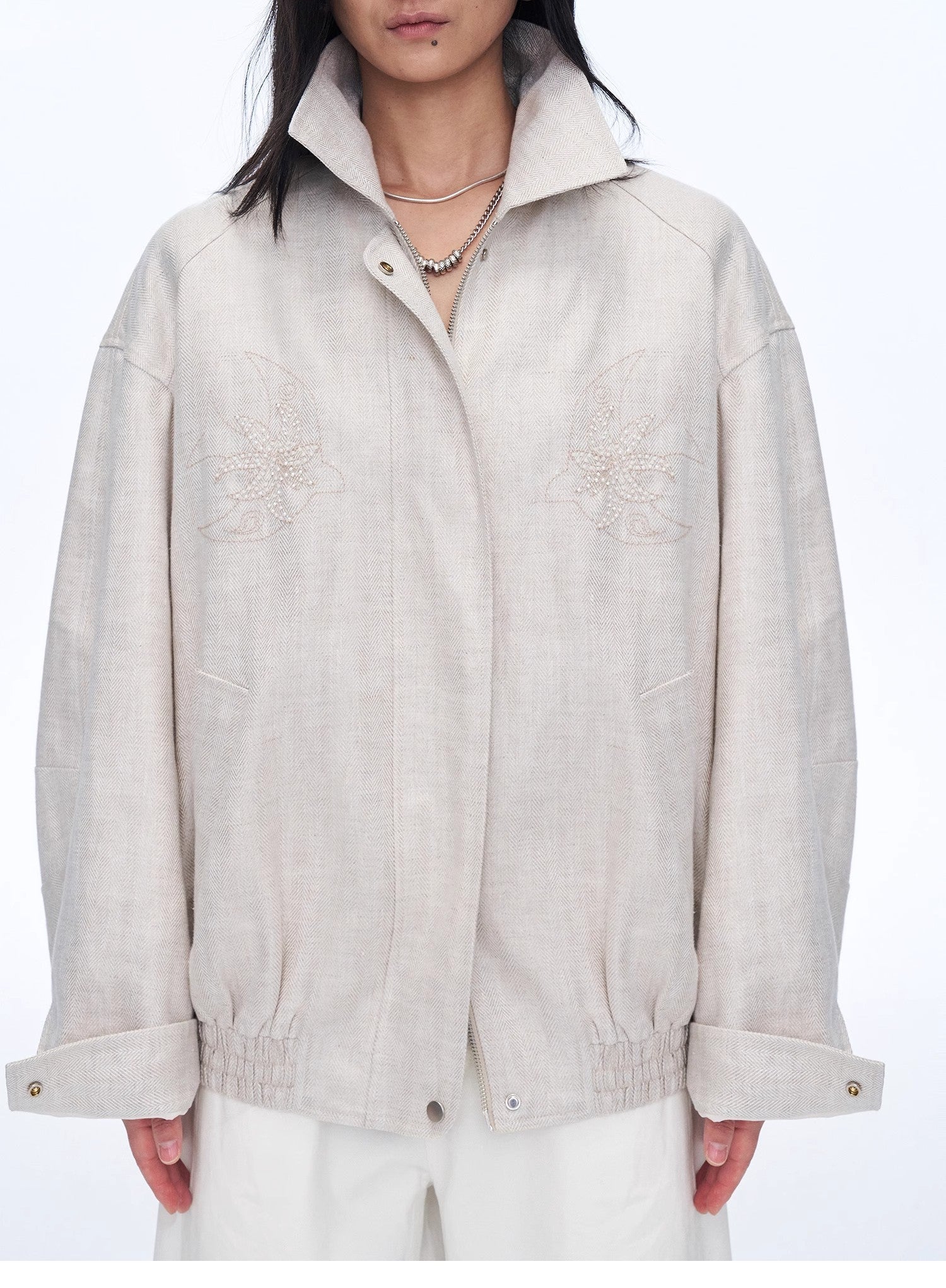 Retro ethnic style beaded embroidery linen loose straight version jacket spring"Comfort Zone" - variant_title