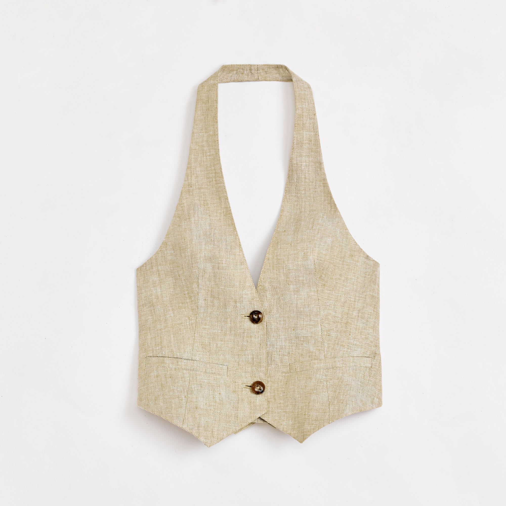 Retro Linen V - neck Halter Vest and Fishtail Hip Skirt Set"Old Money Weekly" - variant_title