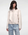Retro Sheepskin Stand Collar Short Motorcycle Jacket “Caramel Mountain” - variant_title