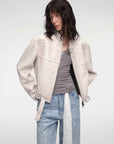 Retro Sheepskin Stand Collar Short Motorcycle Jacket “Caramel Mountain” - variant_title