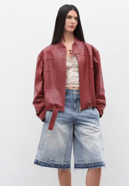 Retro Sheepskin Stand Collar Short Motorcycle Jacket “Caramel Mountain” - variant_title