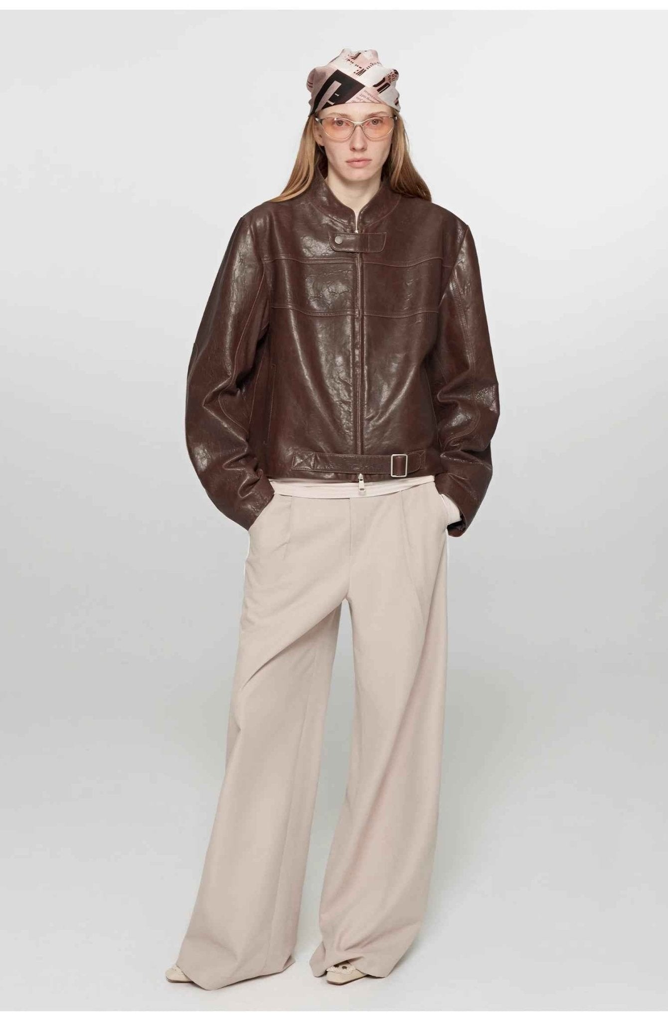 Retro Sheepskin Stand Collar Short Motorcycle Jacket “Caramel Mountain” - variant_title