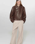 Retro Sheepskin Stand Collar Short Motorcycle Jacket “Caramel Mountain” - variant_title