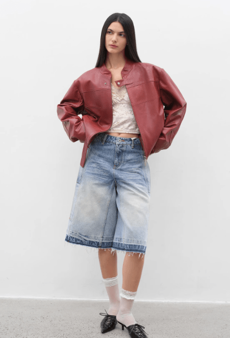 Retro Sheepskin Stand Collar Short Motorcycle Jacket “Caramel Mountain” - variant_title