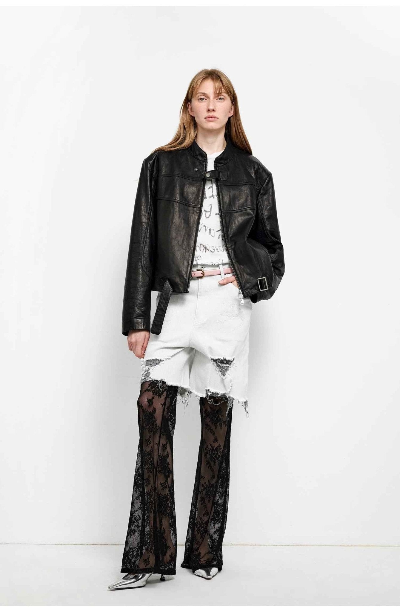 Retro Sheepskin Stand Collar Short Motorcycle Jacket “Caramel Mountain” - variant_title