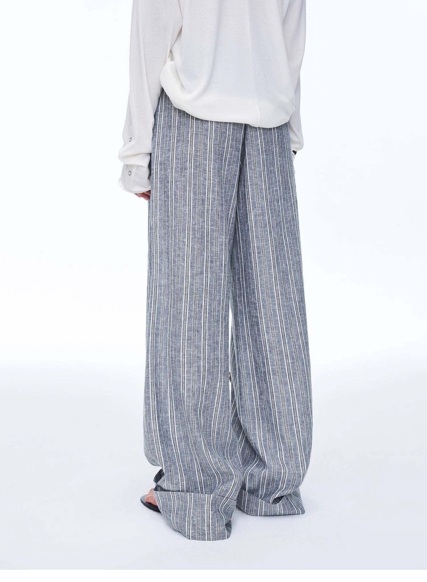 Retro style linen wide - leg casual pants"Free Afterglow" - variant_title