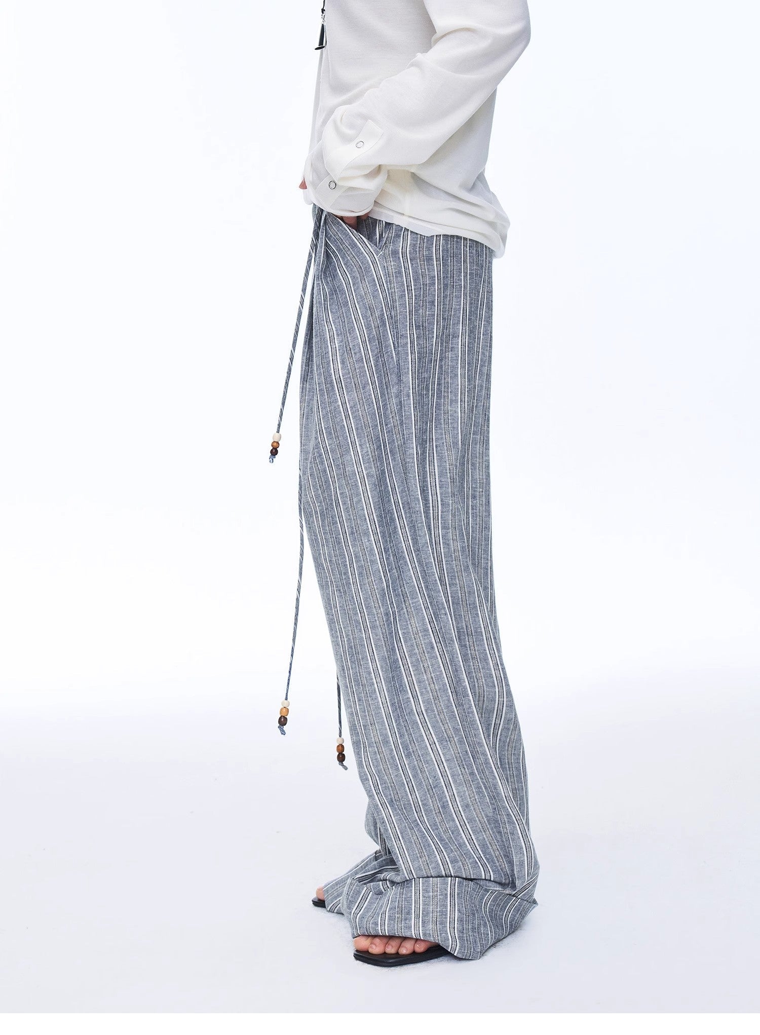 Retro style linen wide - leg casual pants"Free Afterglow" - variant_title