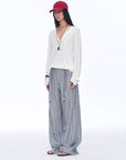 Retro style linen wide - leg casual pants"Free Afterglow" - variant_title