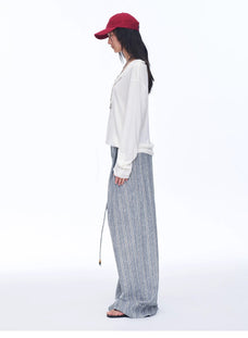 Retro style linen wide - leg casual pants"Free Afterglow" - variant_title
