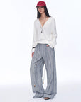 Retro style linen wide - leg casual pants"Free Afterglow" - variant_title