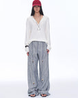 Retro style linen wide - leg casual pants"Free Afterglow" - variant_title
