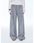 Retro style linen wide - leg casual pants"Free Afterglow" - variant_title