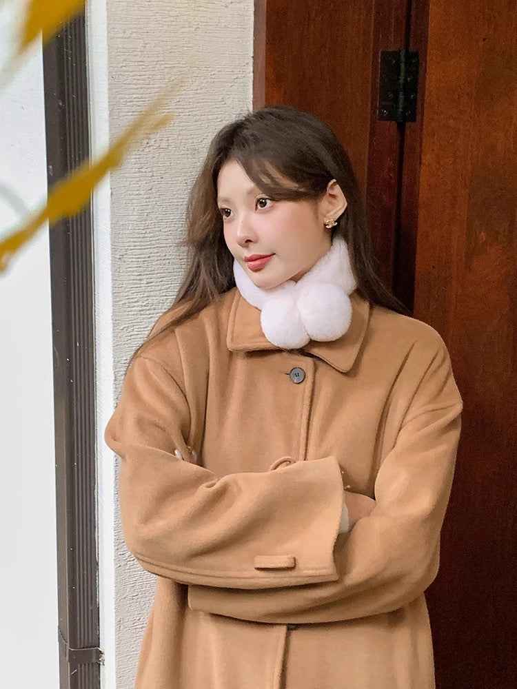 Rex Rabbit Double - Sided Fur Ball Magnetic Scarf Parent - Child Short Style - variant_title