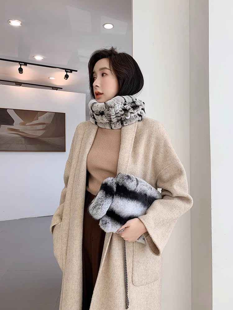 Rex rabbit fur scarf elastic woven fur neck scarf - variant_title