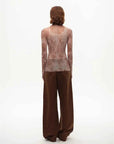 Rich Dusk mesh high collar bottoming shirt coffee back view