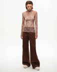 Rich Dusk mesh high collar bottoming shirt coffee full front view