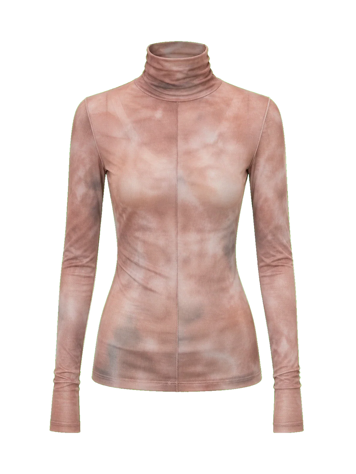 Rich Dusk mesh high collar bottoming shirt coffee product cutout