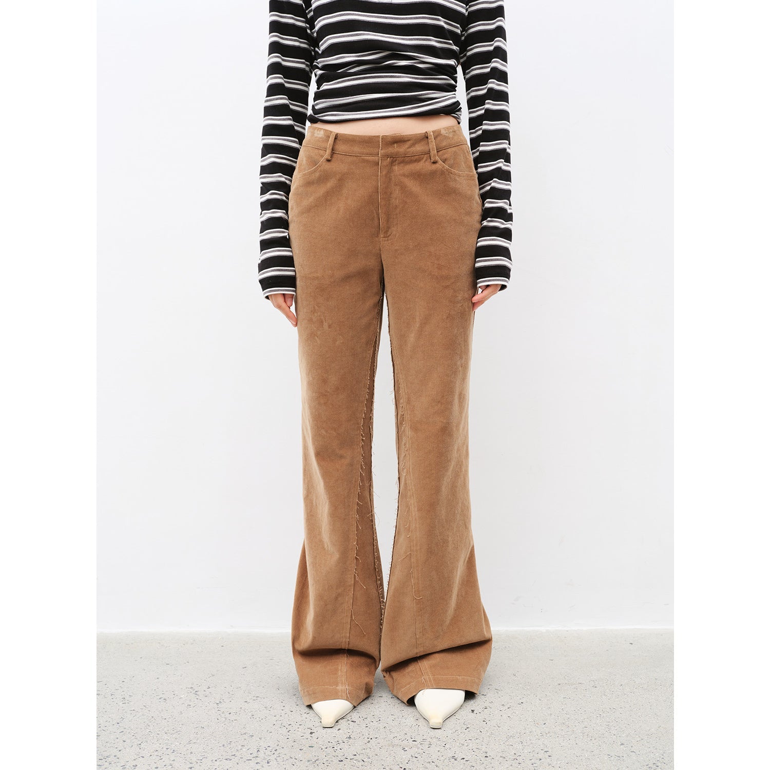 "Road to Extraordinary" Retro modern versatile slim corduroy flared trousers - variant_title