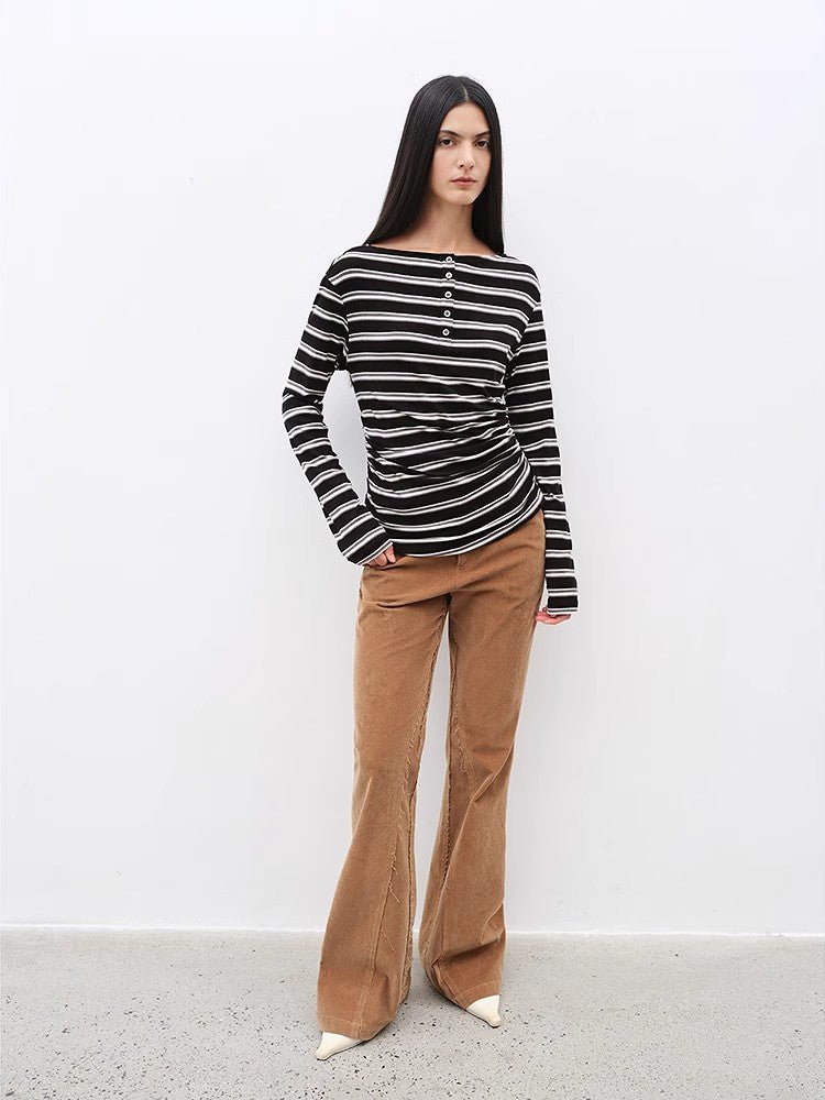 "Road to Extraordinary" Retro modern versatile slim corduroy flared trousers - variant_title
