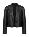 Stand Collar Suit Sheepskin Leather Short Jacket Roman Story - Black product cutout