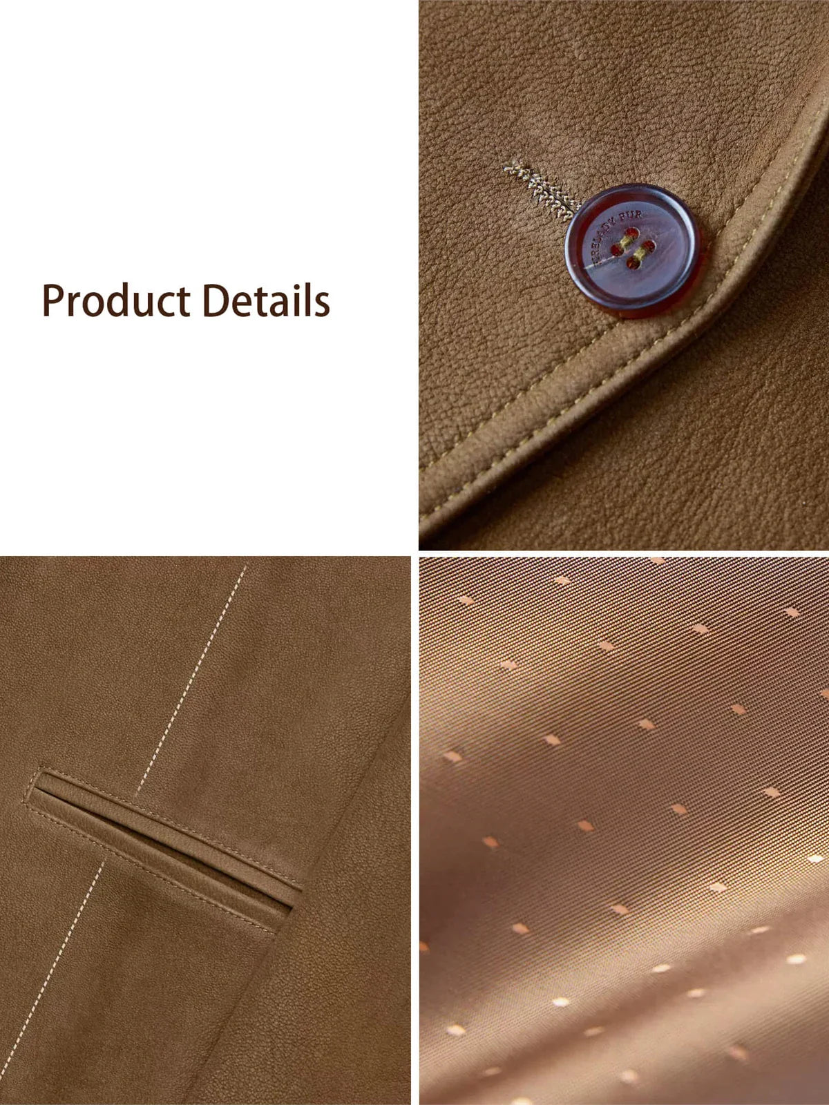 Stand Collar Suit Sheepskin Leather Short Jacket Roman Story - product details