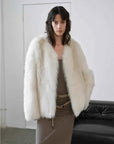 Romantic Nordic Agate Fox fur coat in a studio lifestyle setting