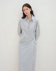"Romantic Vibes" Cross - Placket Loose Long - Staple Cotton Shirt Dress - variant_title