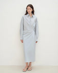 "Romantic Vibes" Cross - Placket Loose Long - Staple Cotton Shirt Dress - variant_title