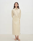 "Romantic Vibes" Cross - Placket Loose Long - Staple Cotton Shirt Dress - variant_title