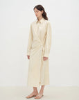 "Romantic Vibes" Cross - Placket Loose Long - Staple Cotton Shirt Dress - variant_title