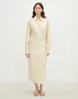 "Romantic Vibes" Cross - Placket Loose Long - Staple Cotton Shirt Dress - variant_title