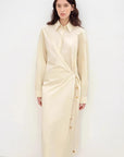 "Romantic Vibes" Cross - Placket Loose Long - Staple Cotton Shirt Dress - variant_title