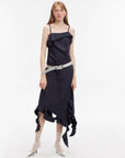 Sand - washed Linen Sling Ruffled Irregular Fit Sling Dress"Summer Whisper" - variant_title