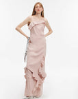 Sand - washed Linen Sling Ruffled Irregular Fit Sling Dress"Summer Whisper" - variant_title