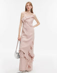 Sand - washed Linen Sling Ruffled Irregular Fit Sling Dress"Summer Whisper" - variant_title