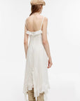 Sand - washed Linen Sling Ruffled Irregular Fit Sling Dress"Summer Whisper" - variant_title