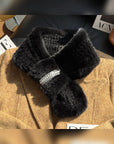 Black rhinestone mink fur scarf product styling - Fireladyfur