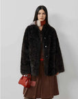 Fireladyfur Women's Casual Tuscan Sheepskin Jacket with Stand - up Collar“Sea of Love Accompaniment” - variant_title