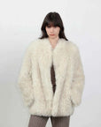 Fireladyfur Women's Casual Tuscan Sheepskin Jacket with Stand - up Collar“Sea of Love Accompaniment” - variant_title