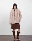Fireladyfur Women's Casual Tuscan Sheepskin Jacket with Stand - up Collar“Sea of Love Accompaniment” - variant_title